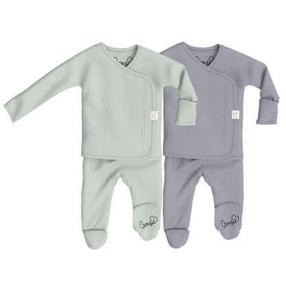 Baby Bundle Footie - Avocado & Fog Twin Pack