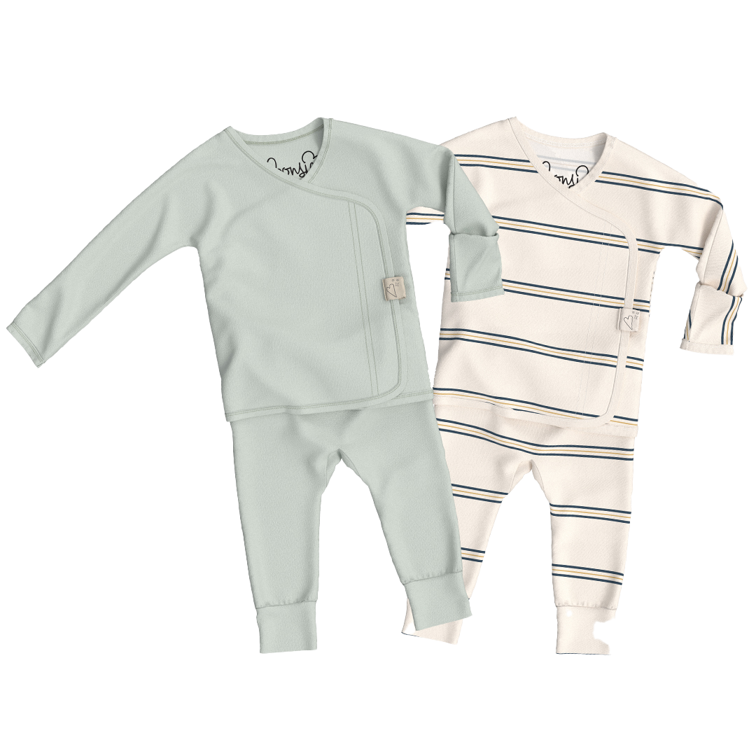 Baby Bundle Footless - Avocado + Old School Twin Pack