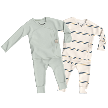 Baby Bundle Footless - Avocado + Old School Twin Pack