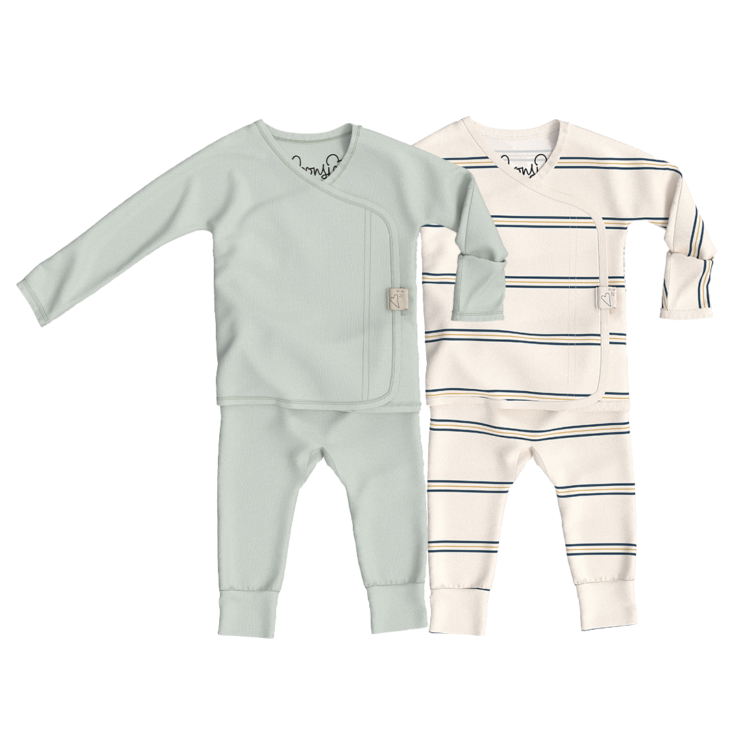 Baby Bundle Footless - Avocado + Old School Twin Pack