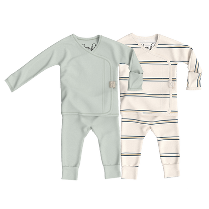 Baby Bundle Footless - Avocado + Old School Twin Pack