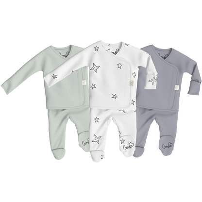 Baby Bundle Footie - Avocado, Star & Fog Triple Pack