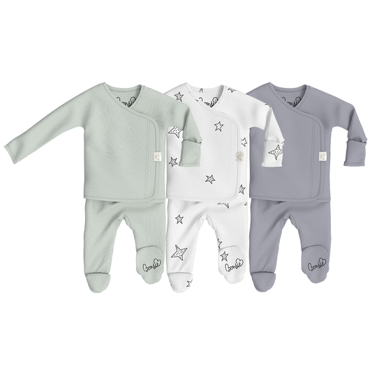 Baby Bundle Footie - Avocado, Star & Fog Triple Pack