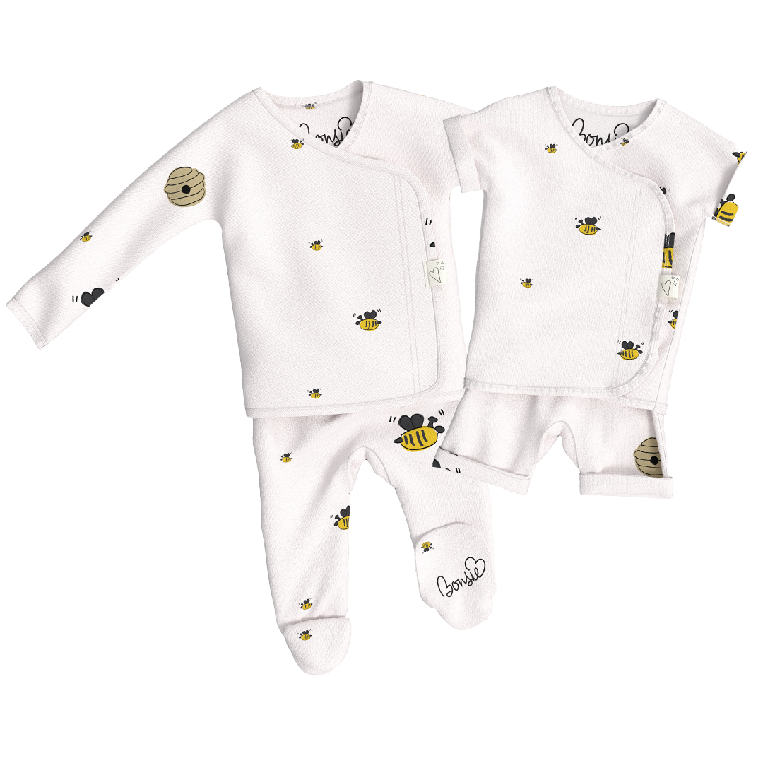 Baby Bundle - Bees & Honey Romper + Footie Twin Pack