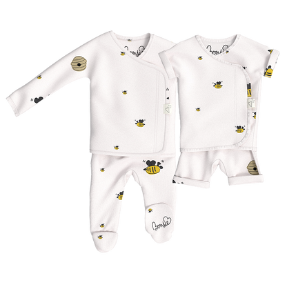 Baby Bundle - Bees & Honey Romper + Footie Twin Pack