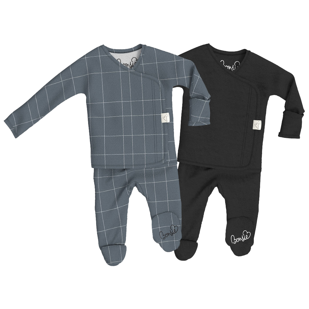 Baby Bundle Footie - Crisscross + Ink Twin Pack