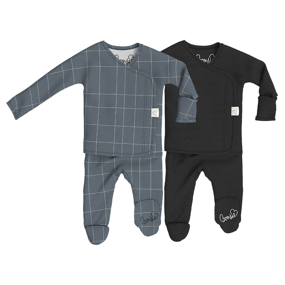 Baby Bundle Footie - Crisscross + Ink Twin Pack