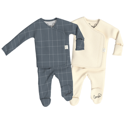 Baby Bundle Footie - Crisscross + Oat Twin Pack