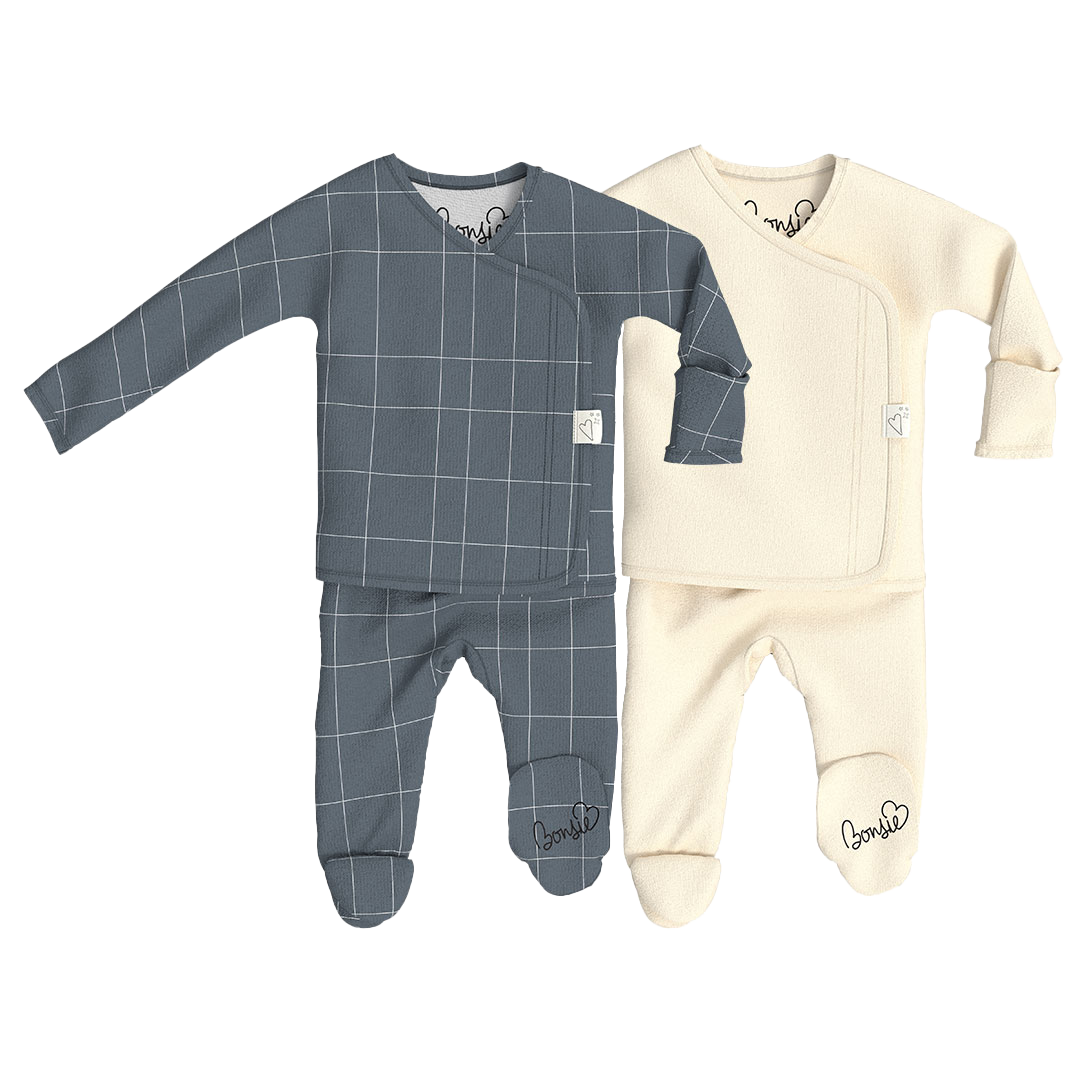 Baby Bundle Footie - Crisscross + Oat Twin Pack