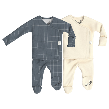 Baby Bundle Footie - Crisscross + Oat Twin Pack