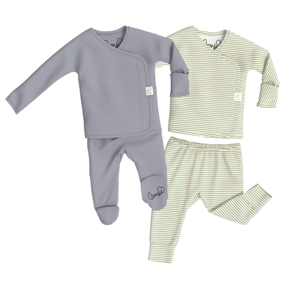 Baby Bundle - Fog Footie + Mint Twist Two Piece