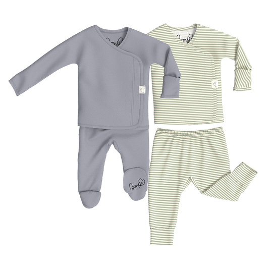 Baby Bundle - Fog Footie + Mint Twist Two Piece