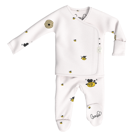 Baby Bundle - Bees & Honey Romper + Footie Twin Pack