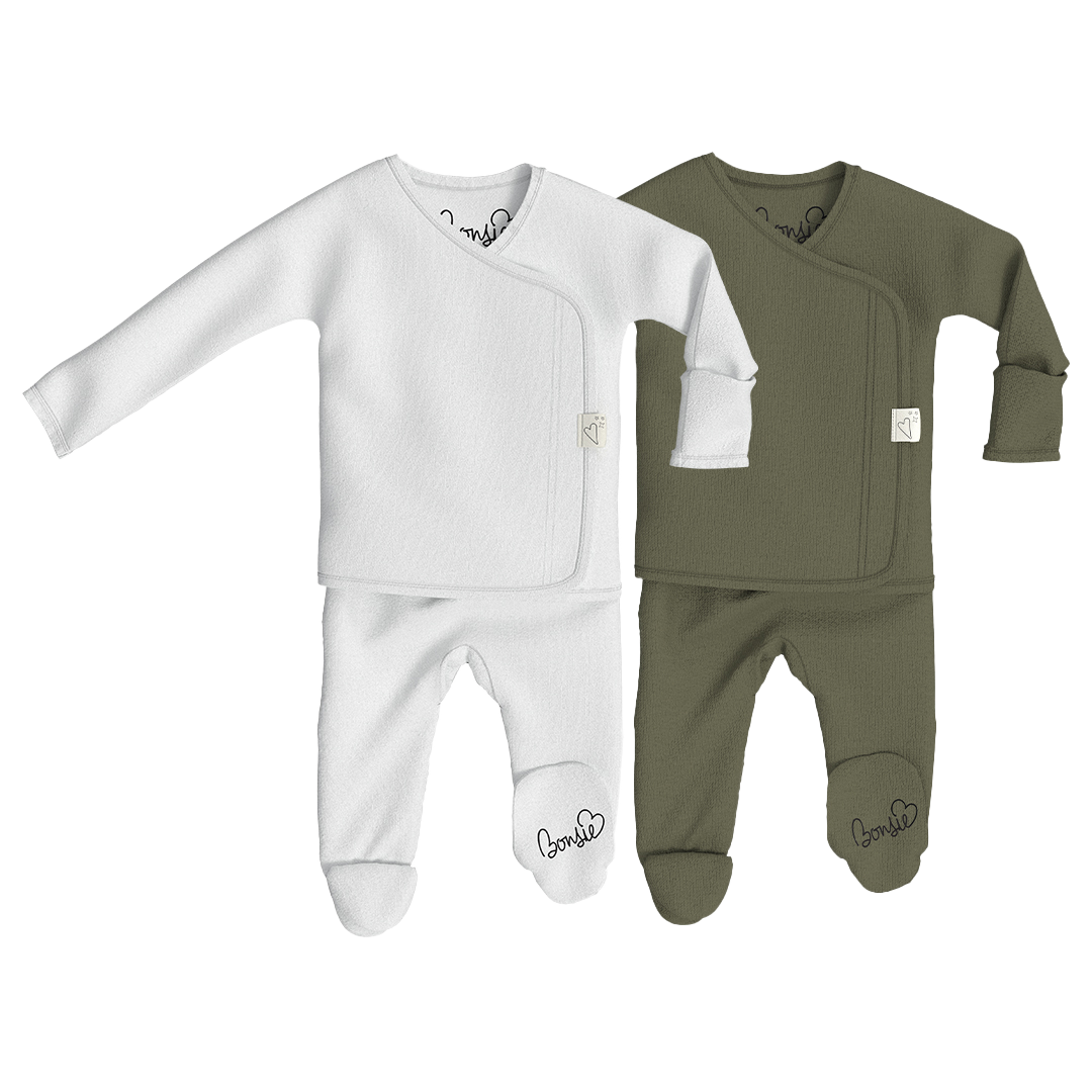 Baby Bundle Footie - Milk + Oliveyou Twin Pack