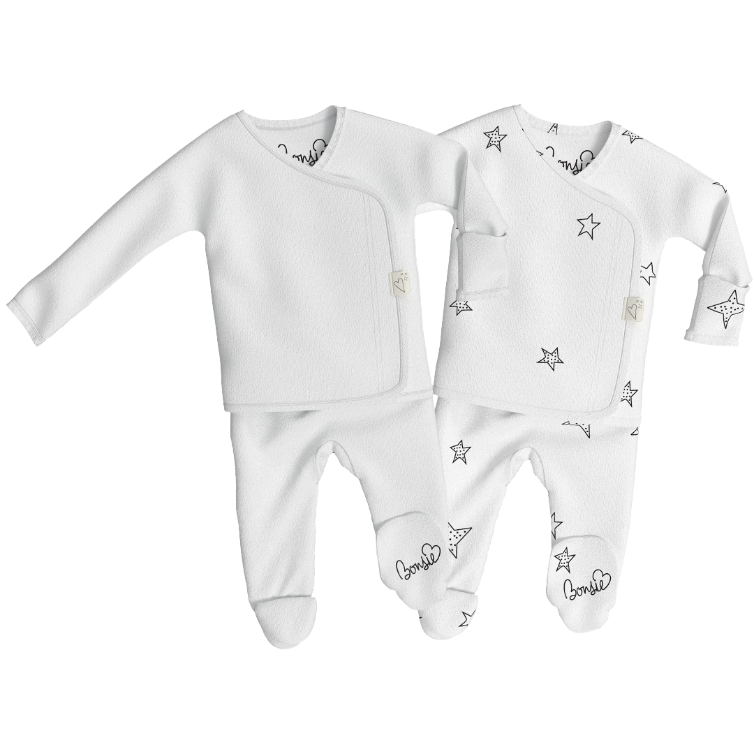 Baby Bundle Footie - Milk + Stars Twin Pack