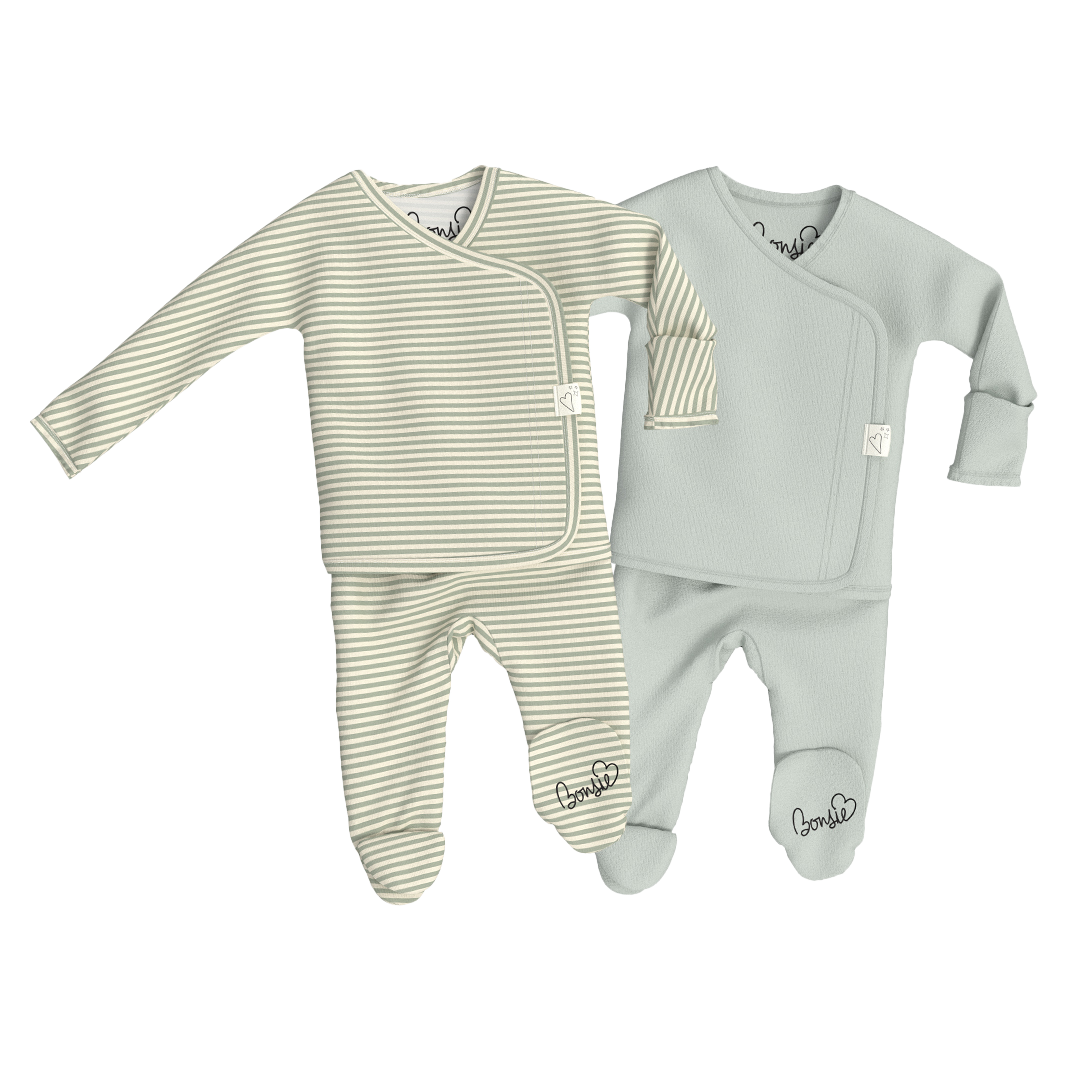 Baby Bundle Footie - Mint Twist + Avocado Twin Pack