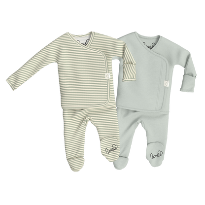 Baby Bundle Footie - Mint Twist + Avocado Twin Pack