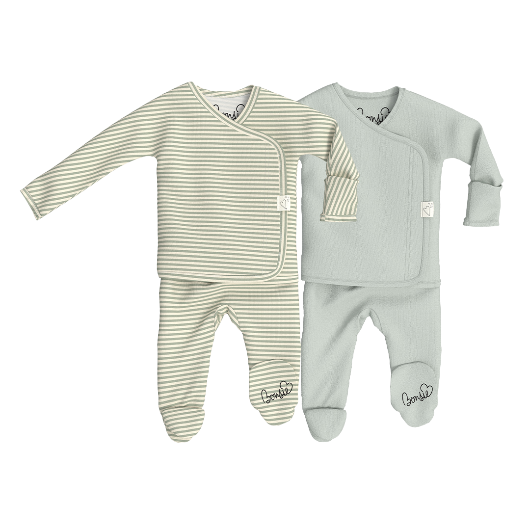 Baby Bundle Footie - Mint Twist + Avocado Twin Pack