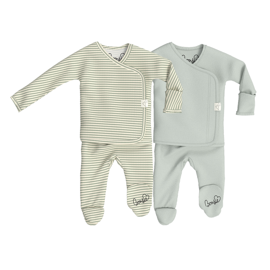 Baby Bundle Footie - Mint Twist + Avocado Twin Pack