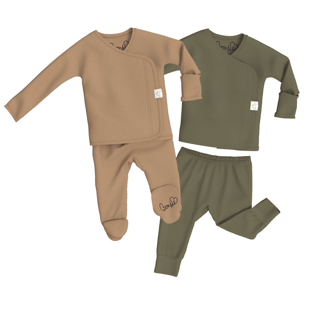 Baby Bundle - Mocha Footie + Oliveyou Two Piece