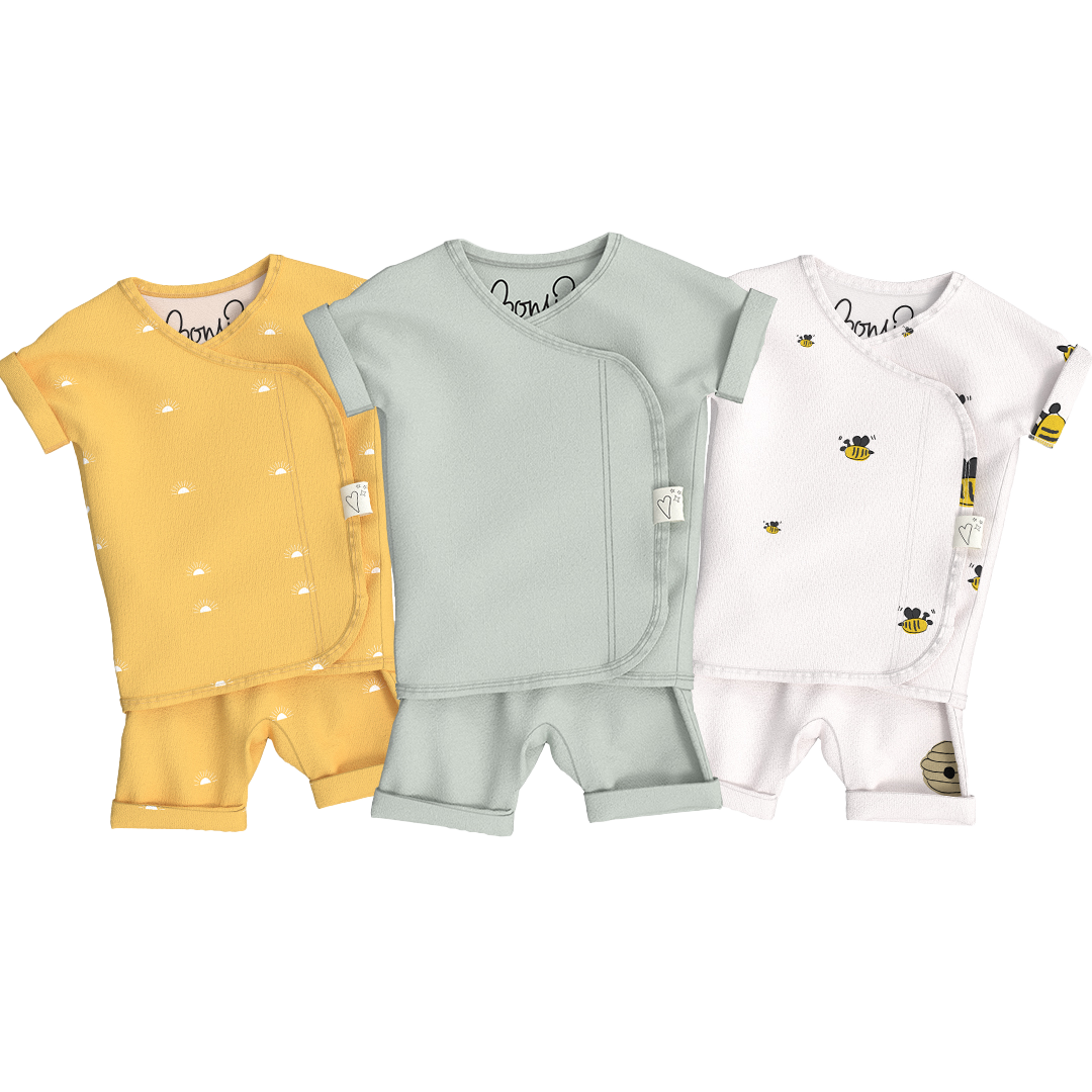 Baby Bundle Romper - Sunrise, Avocado + Bees & Honey Triple Pack