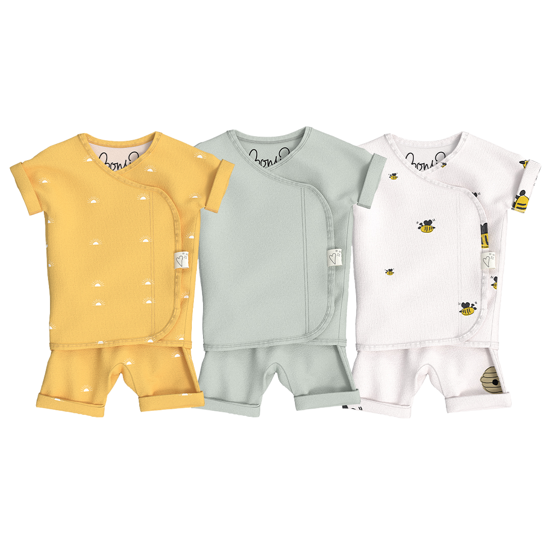 Baby Bundle Romper - Sunrise, Avocado + Bees & Honey Triple Pack