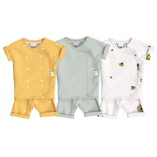 Baby Bundle Romper - Sunrise, Avocado + Bees & Honey Triple Pack