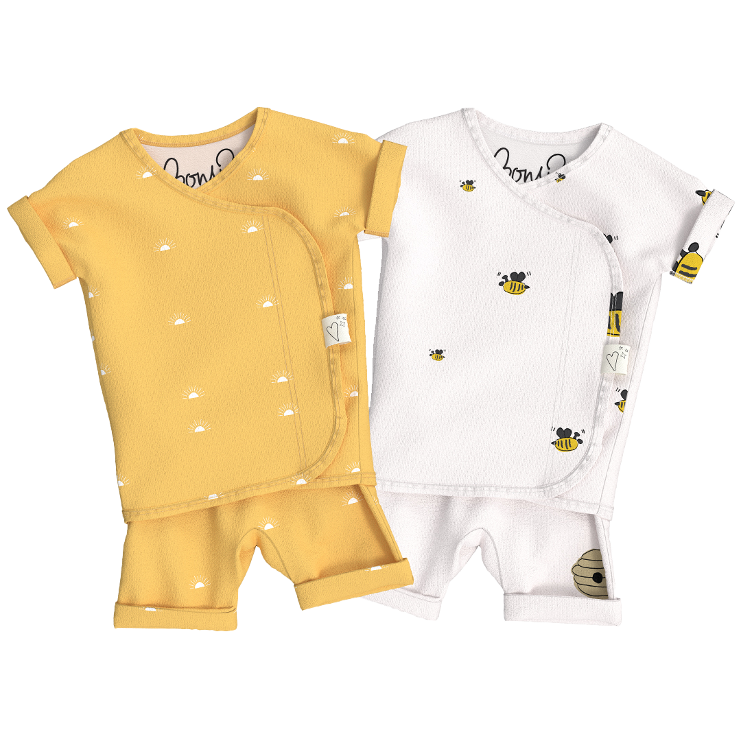 Baby Bundle Romper - Sunrise + Bees & Honey Twin Pack