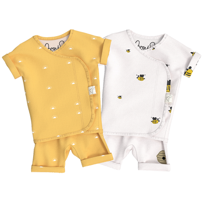 Baby Bundle Romper - Sunrise + Bees & Honey Twin Pack