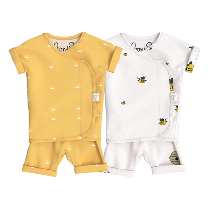 Baby Bundle Romper - Sunrise + Bees & Honey Twin Pack