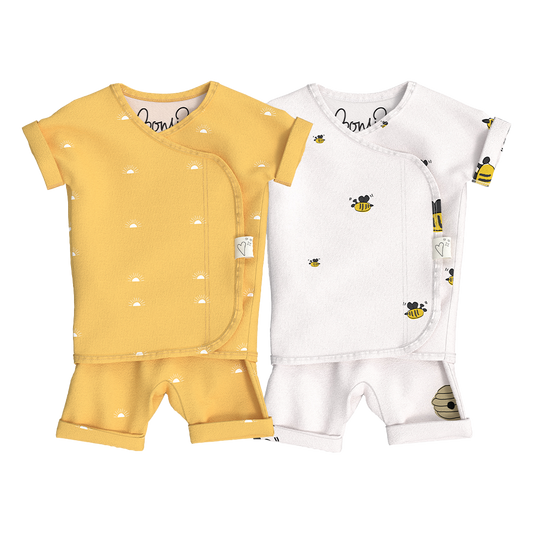 Baby Bundle Romper - Sunrise + Bees & Honey Twin Pack