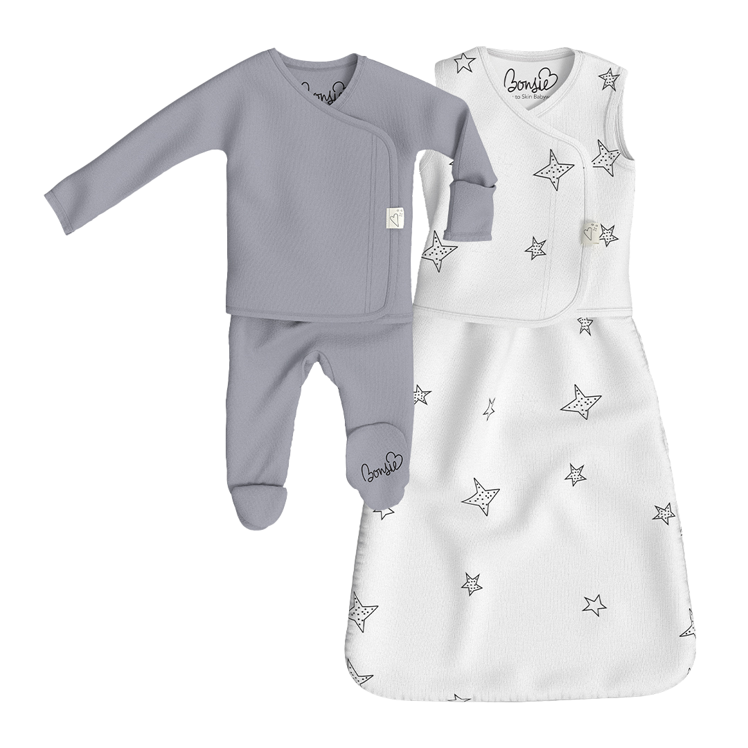 Cuddle Bundle - Stars Cuddle Sack + Fog Footie