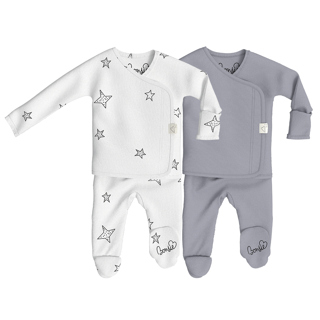 Baby Bundle Footie - Milk + Stars Twin Pack