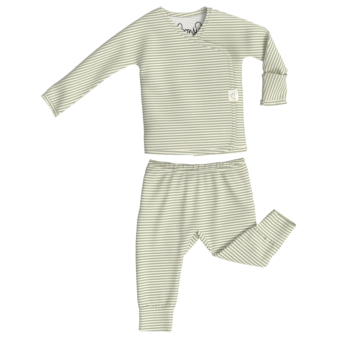 Baby Bundle - Fog Footie + Mint Twist Two Piece