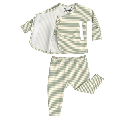 Baby Bundle - Fog Footie + Mint Twist Two Piece